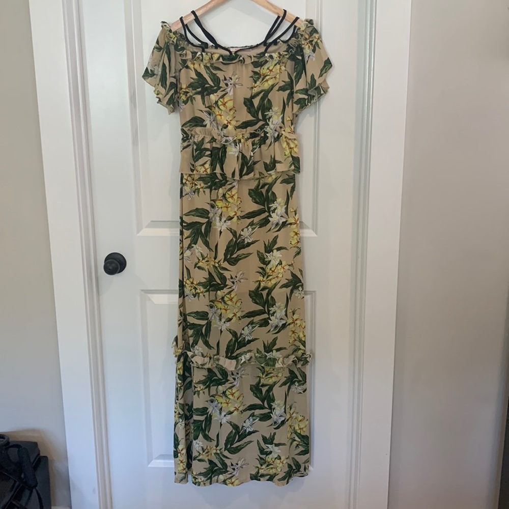 Maxi Dress by Sabala | Size: S | Color: Cream with Flowers and Leafs